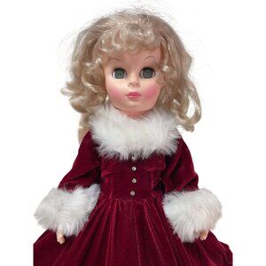 Fashion Doll P.M. Sales 20” Red Velvet Christmas Gown 1966 Vintage.